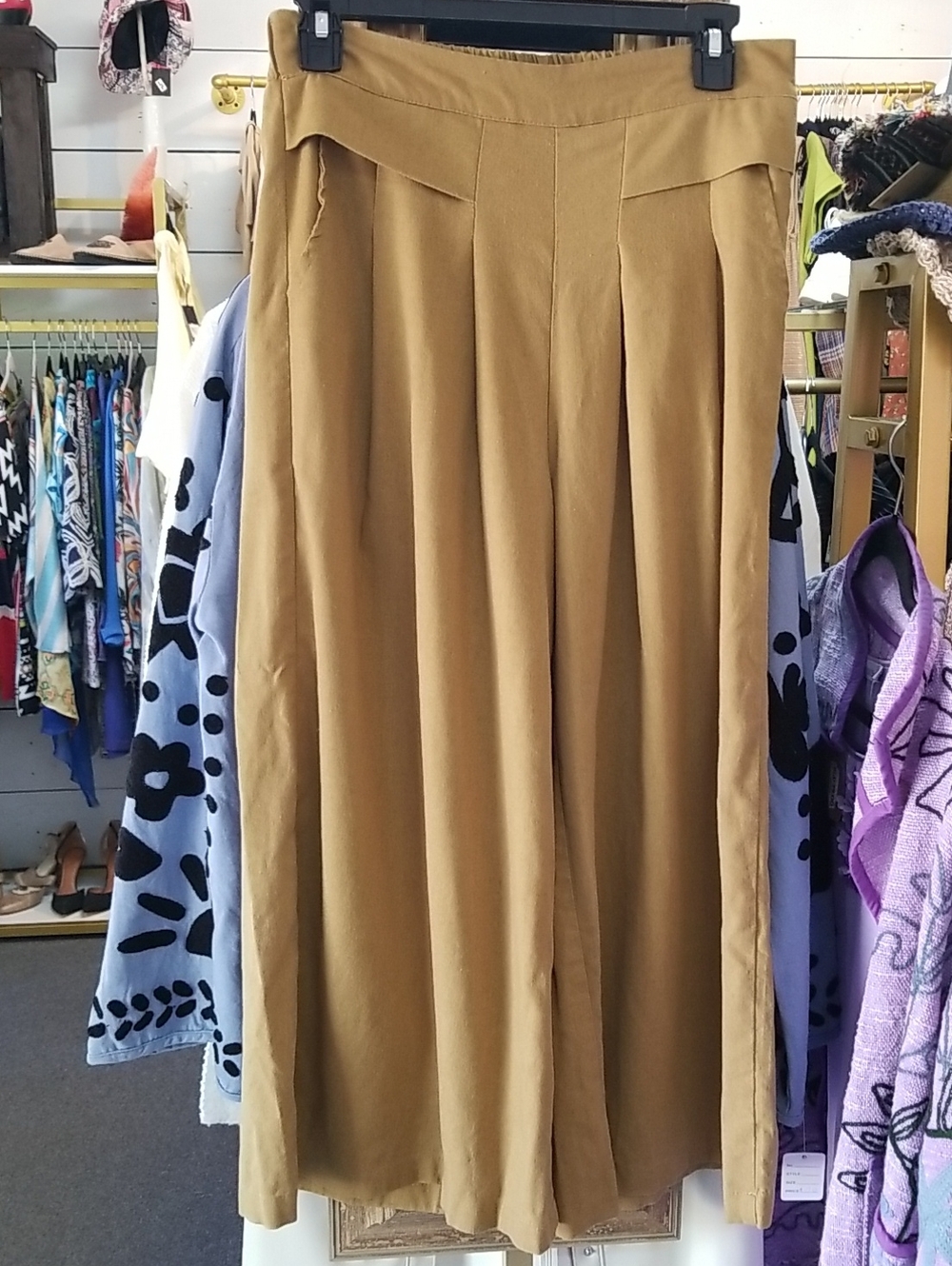 Wide Leg Mustard Tan Palazzo Pants